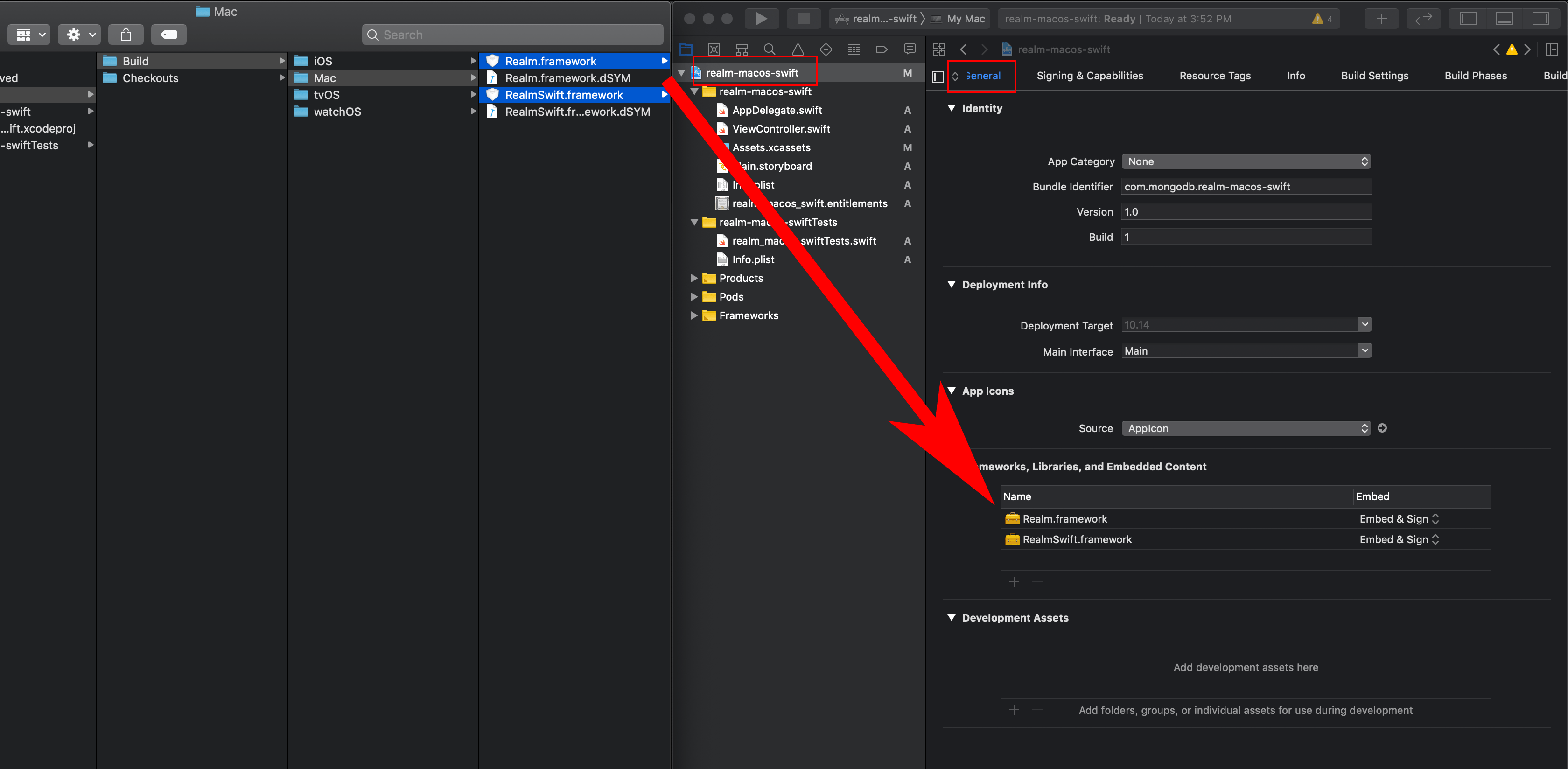 Drag the xcframework files into the Xcode project.